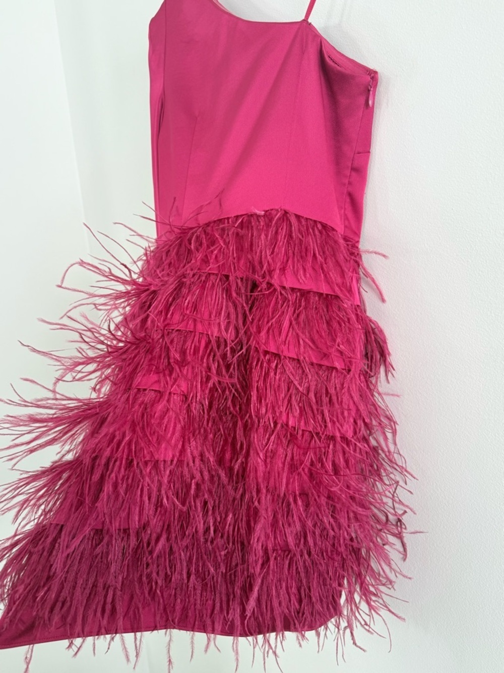 Liv Foster Asymmetric Feathered Satin Minidress Size 0 - Picture 7 of 13